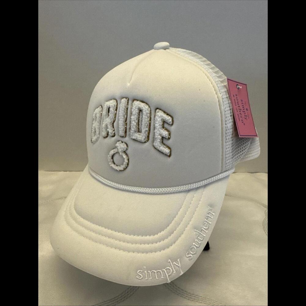 Bride Hat White Mesh Adjustable Cap Simply Southern Bridal Accessories